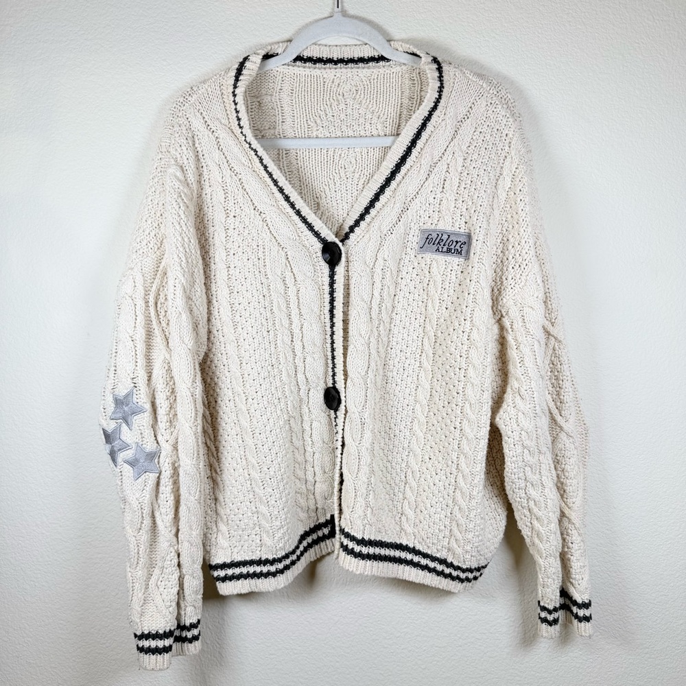 Folklore Album Cable Knit Cardigan L Eras Tour Taylor Swift inspired